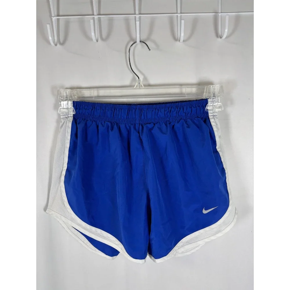 Nike Dri-FIT Tempo Running Shorts Womens Medium Blue White Mesh Athletic Track